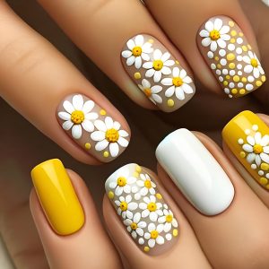 White Flower Design Nail